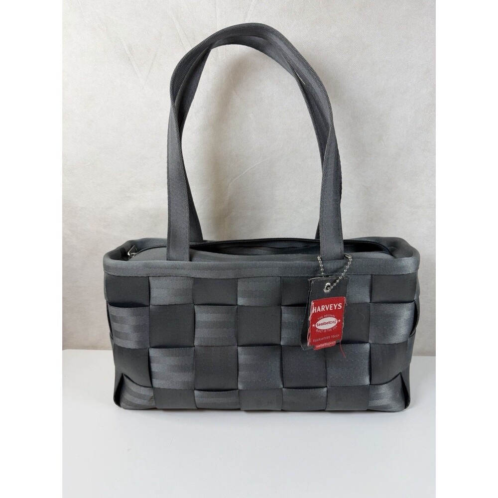 Harveys Seatbelt Bag Large Woven Satchel Tote Charcoal Grey Storm - AS IS Flaws